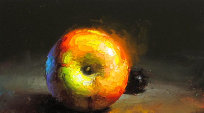 Becoming a professional artist - David Cheifetz, "Nucleus," 5 x 5 inches, Oil on panel