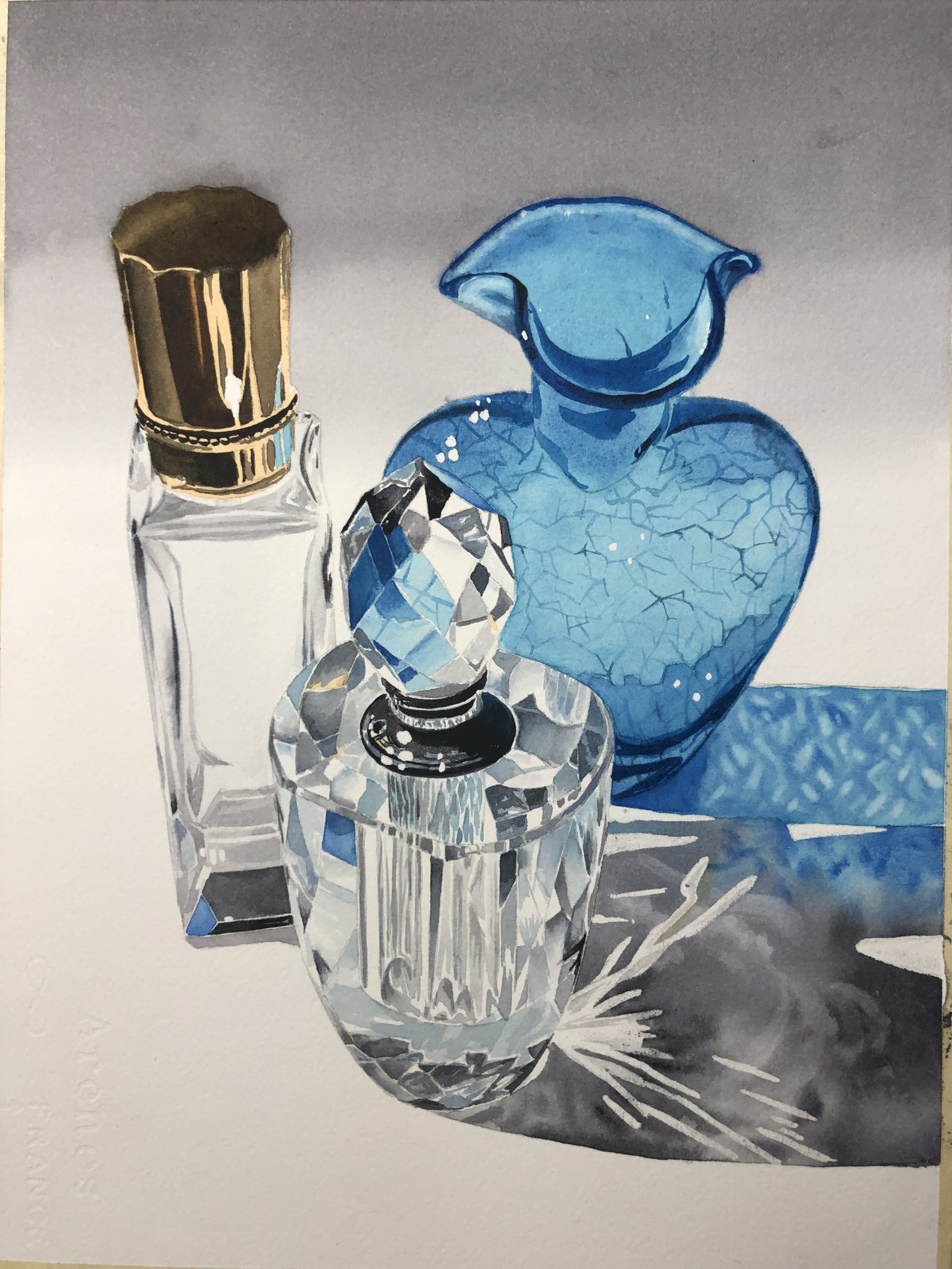 Realism Still life painting of glass objects, by Shelley Prior