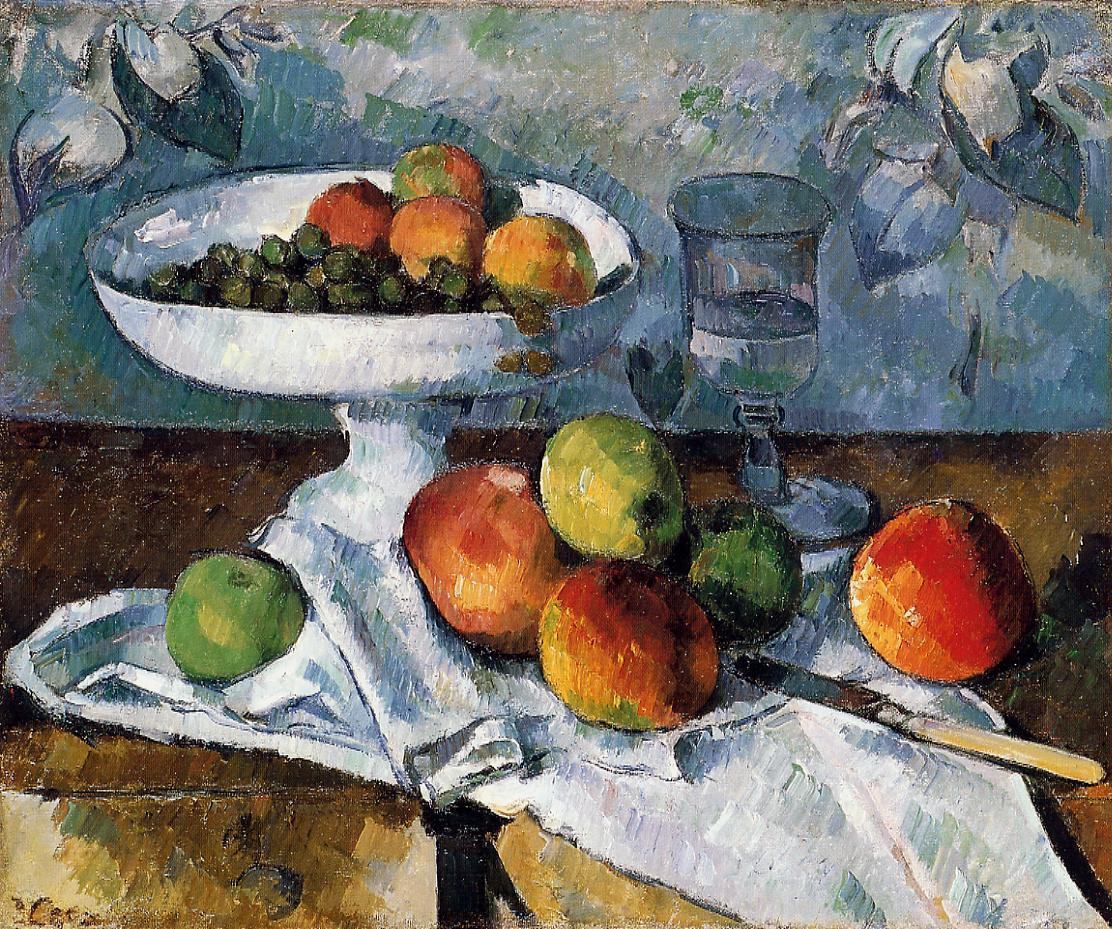 Still Life with Compotier by Paul Cézanne, 18 1/8 x 21 5/8 inches, Collection Mr. and Mrs. Rene Lecomte, Paris