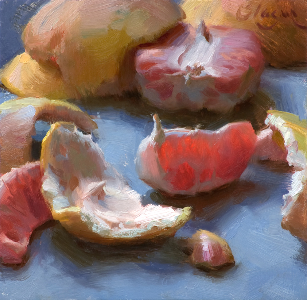 Adam Clague, "Glowing Grapefruit," 6 x 6 in., oil