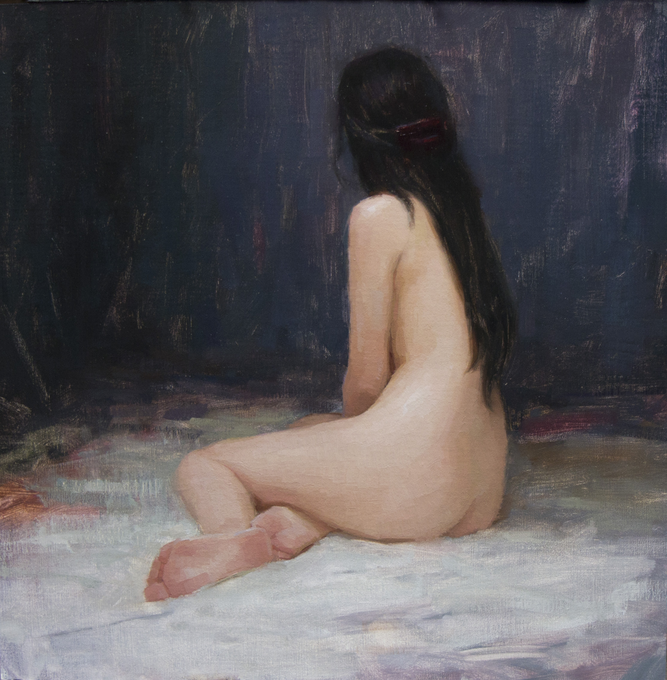 Figure painting - Aaron Westerberg, "Seated Nude," 20 x 20 inches, Oil on linen