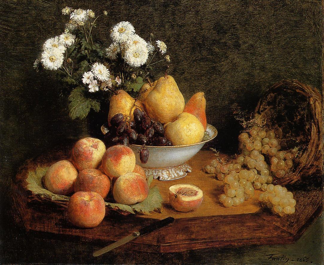 Flowers and Fruit on a Table by Henri Fantin-Latour, 23 5/8 x 28 7/8 inches, Museum of Fine Arts, Boston