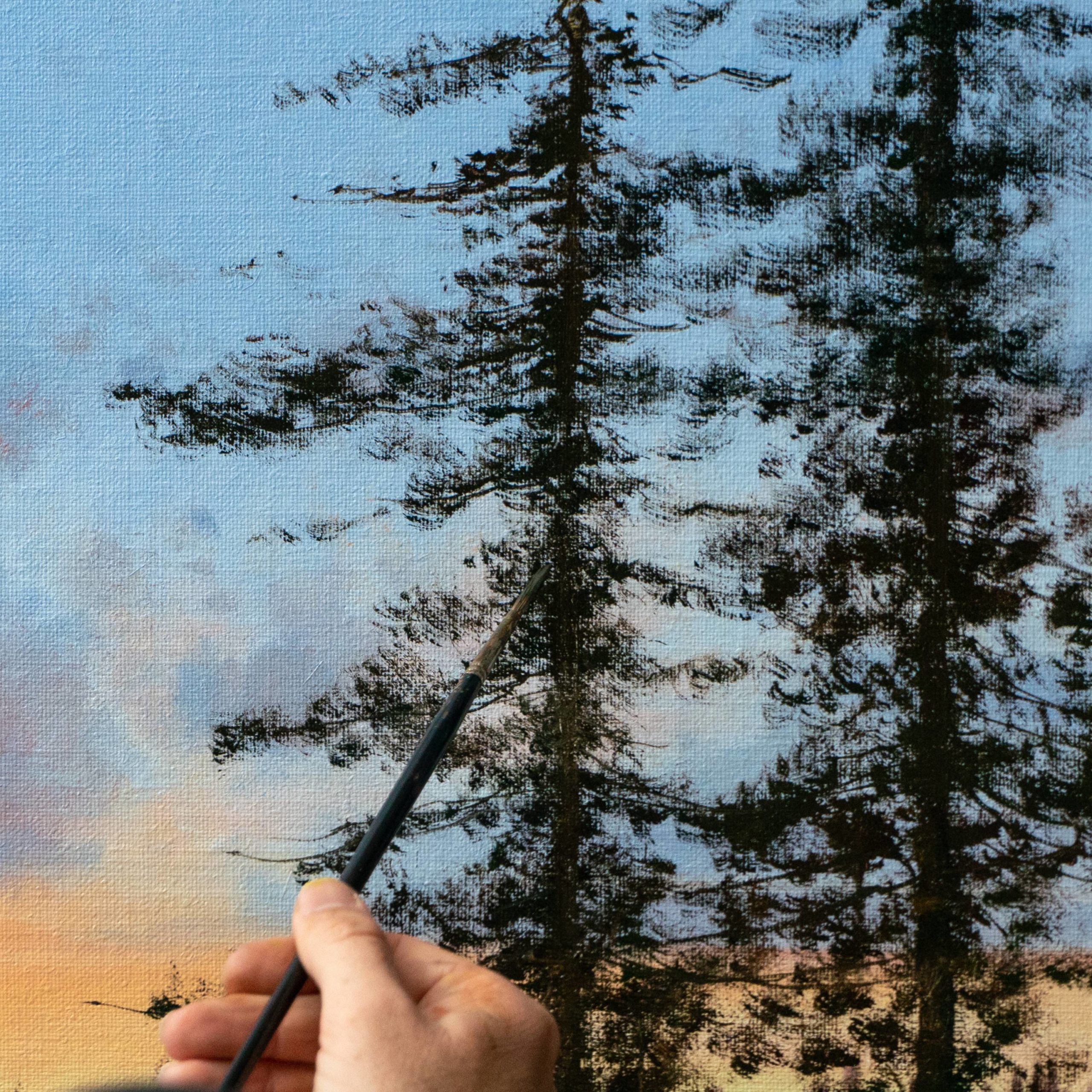 close-up painting trees