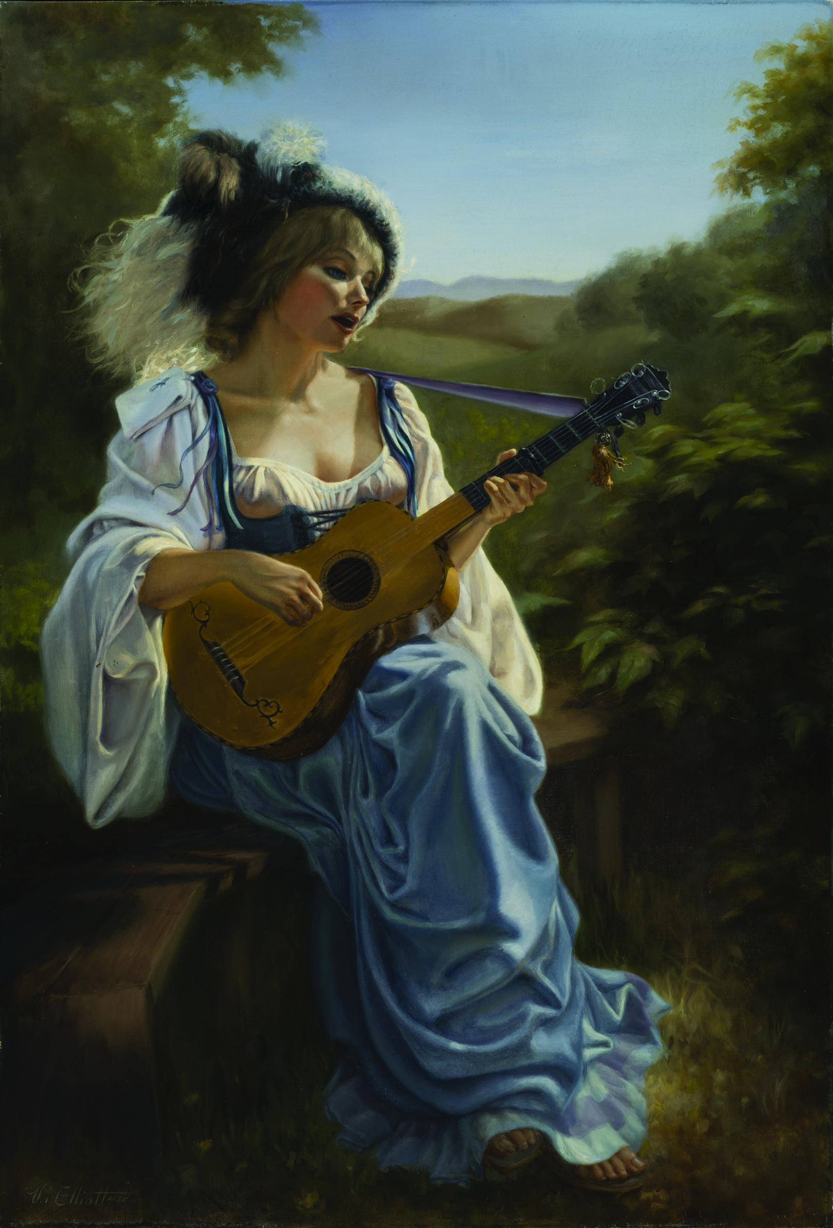 traditional oil painting - Songstress