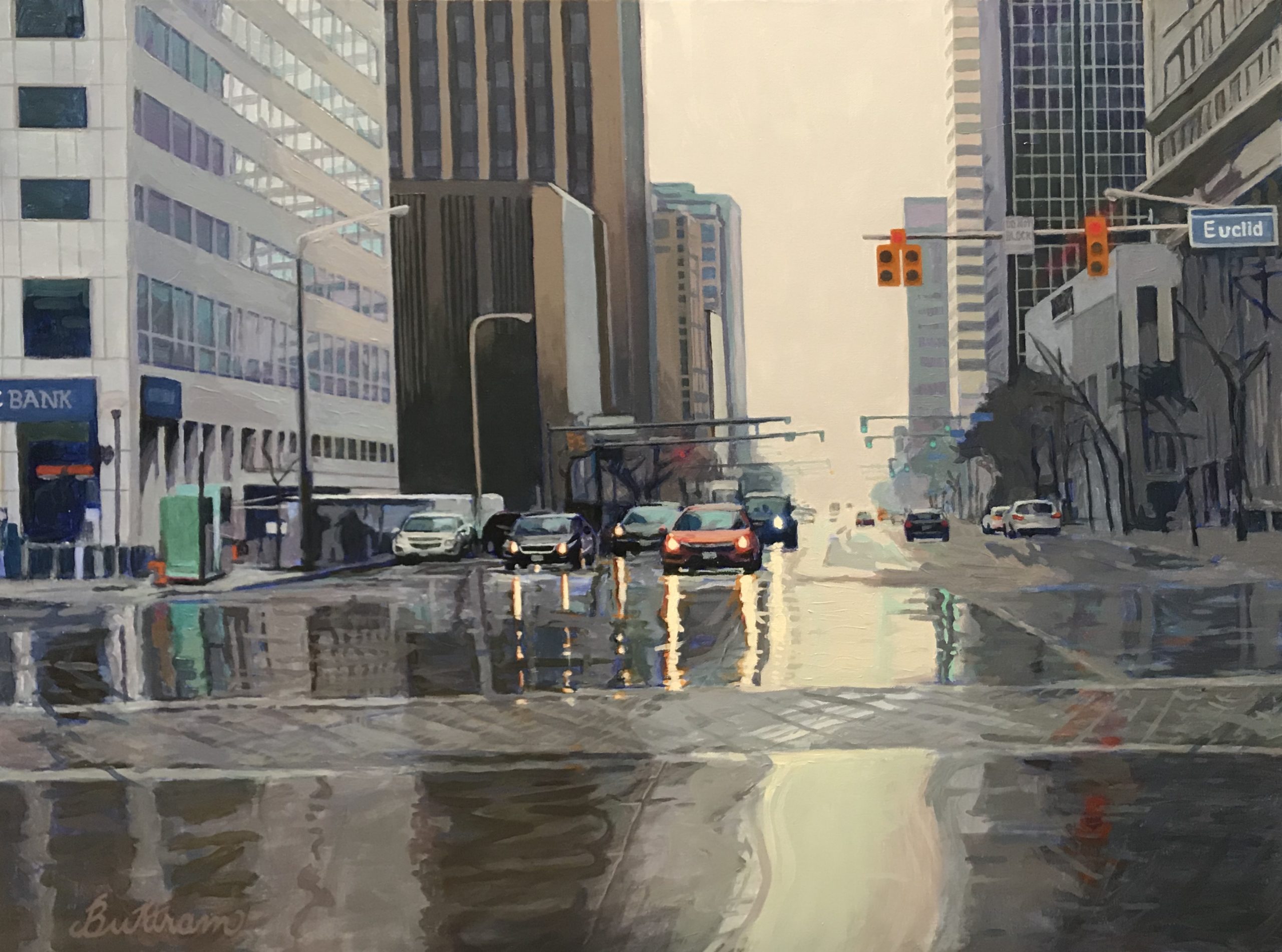 "Tall Buildings, Wet Road" by David Buttram