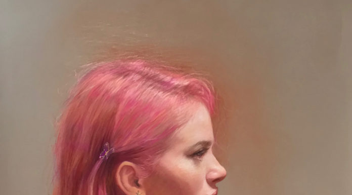 Realism portrait painting - "Choosing Her Revolution: My Chick In Flight" by Carol Peebles