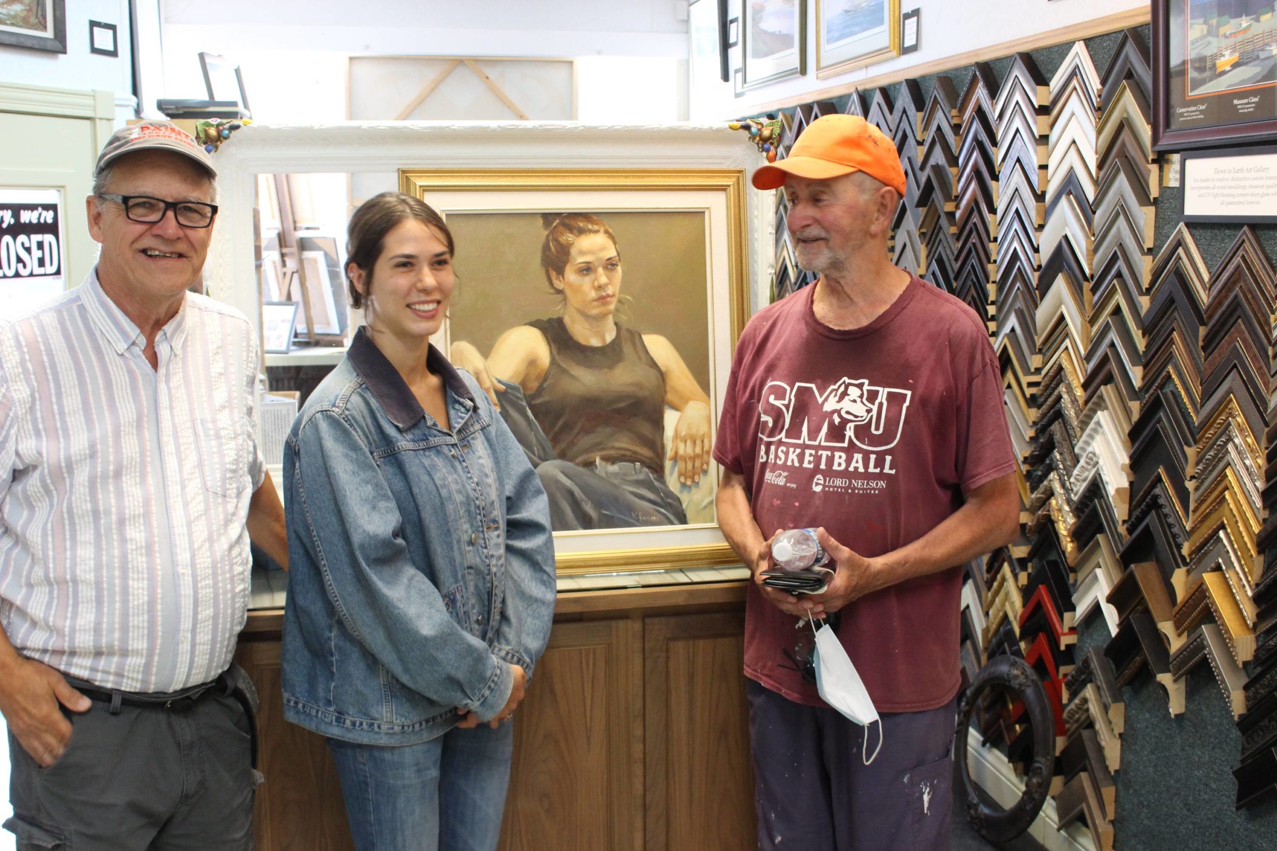 Bill, Moire and collector Mike MacDonald at “Down to Earth Gallery”