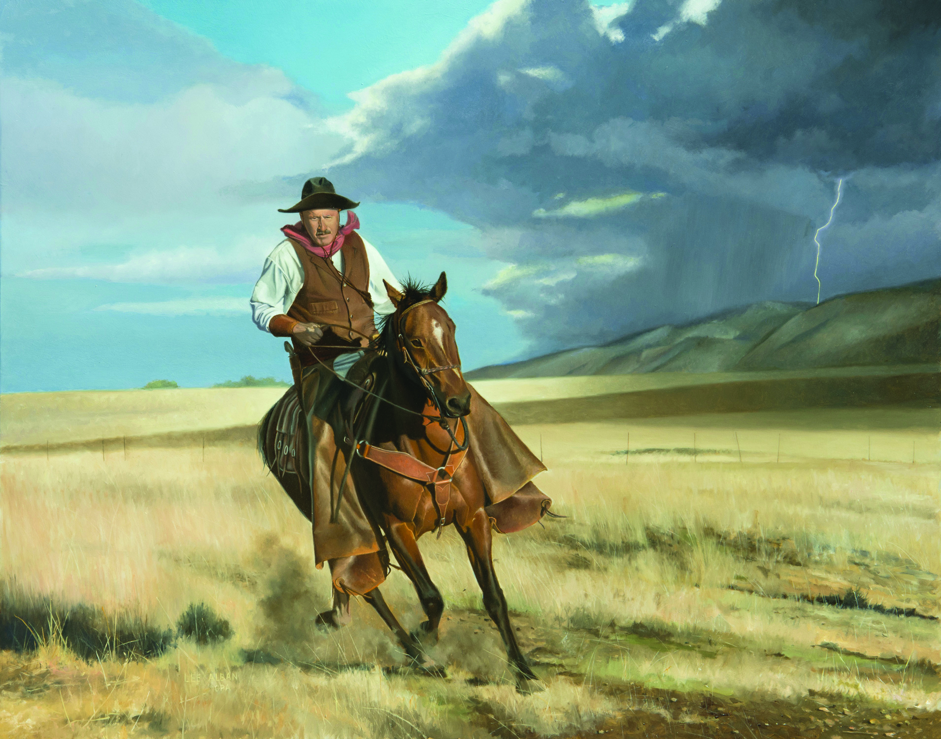 Paintings of horses - Lee Alban (b. 1948), "Ahead of the Storm," 2019, oil on panel, 24 x 30 in., available from the artist