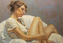 Figurative art painting of a woman