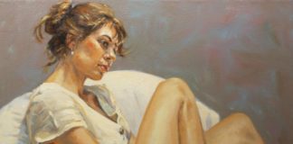 Figurative art painting of a woman