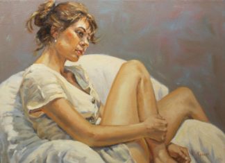 Figurative art painting of a woman