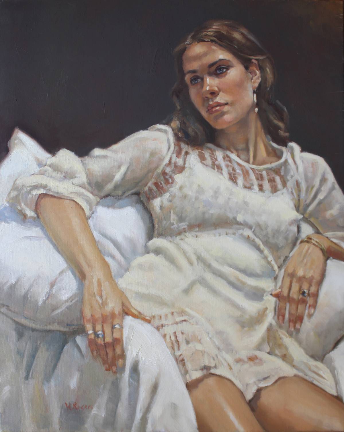 painting from life figurative art Confident Moire - oil by William Rogers (1)