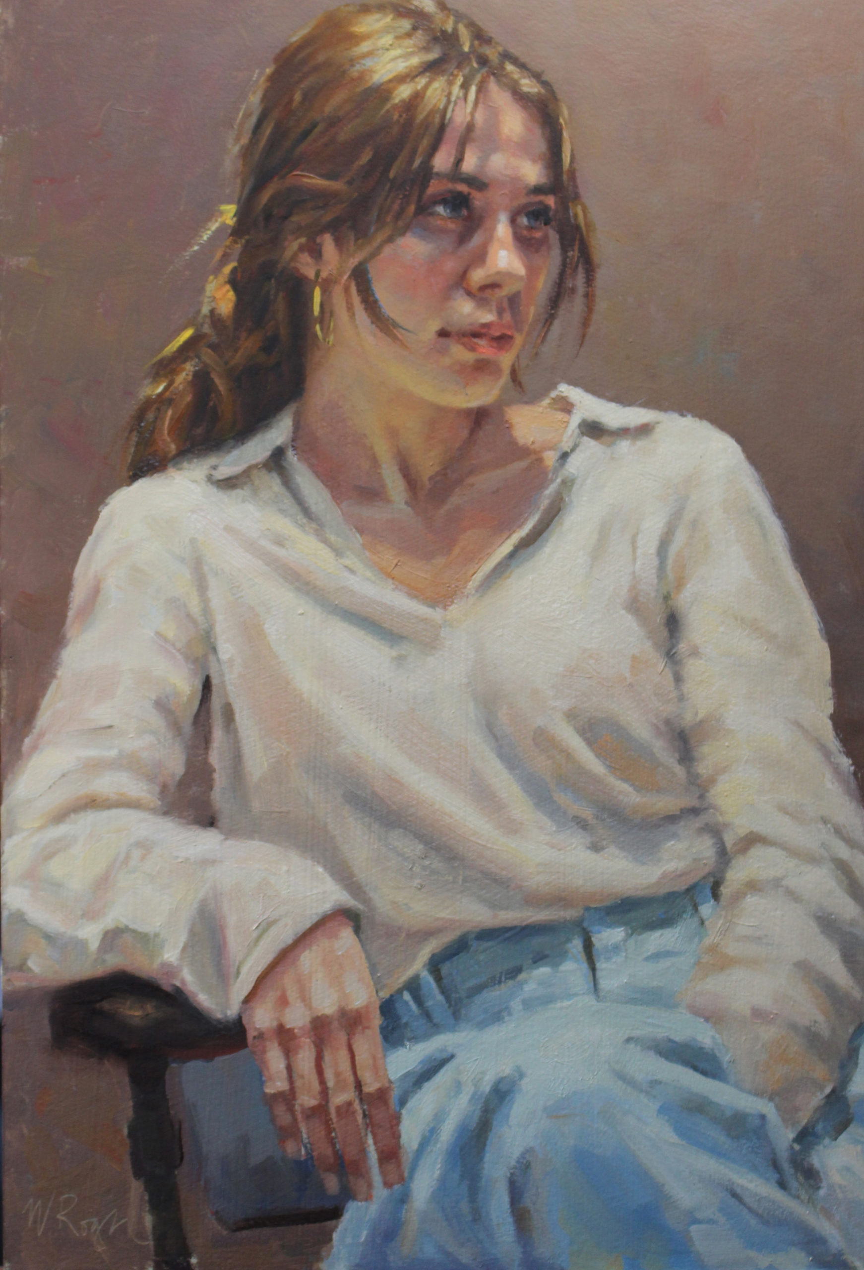 “Thinking About It,” oil 22 x 15 in.
