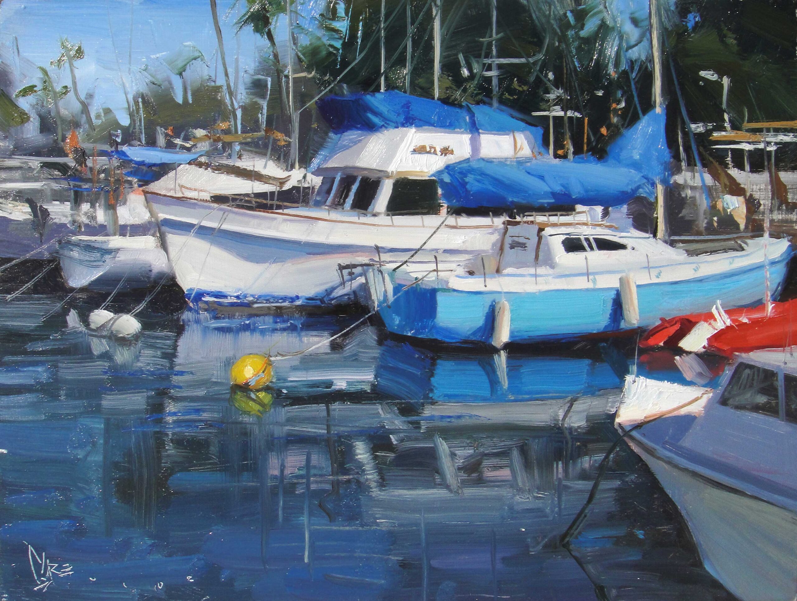Josh Clare, "Docked," 24 x 36 inches, oil on linen