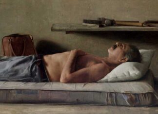 Contemporary realism painting of a man