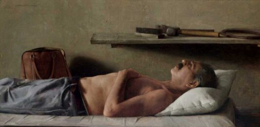 Contemporary realism painting of a man