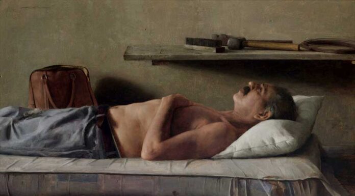 Contemporary realism painting of a man