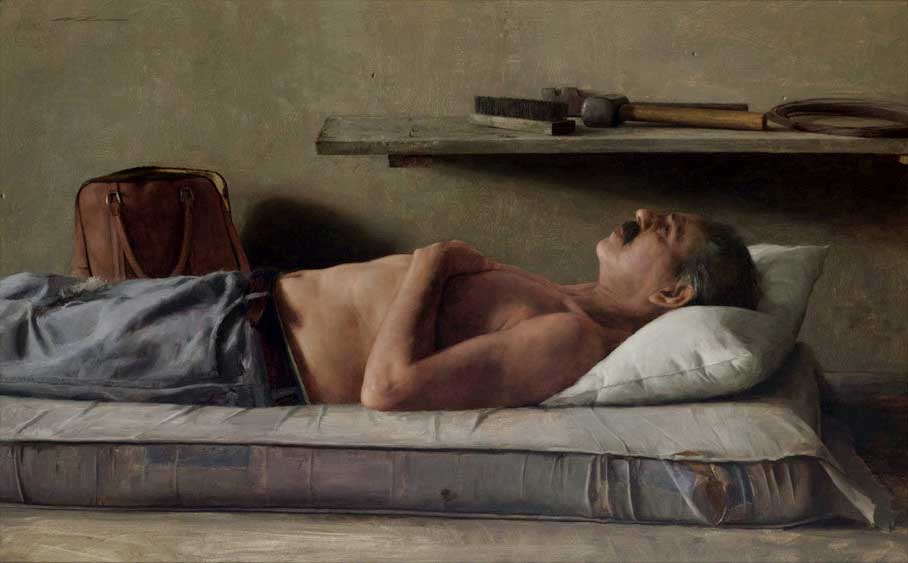 Contemporary realism painting of a man