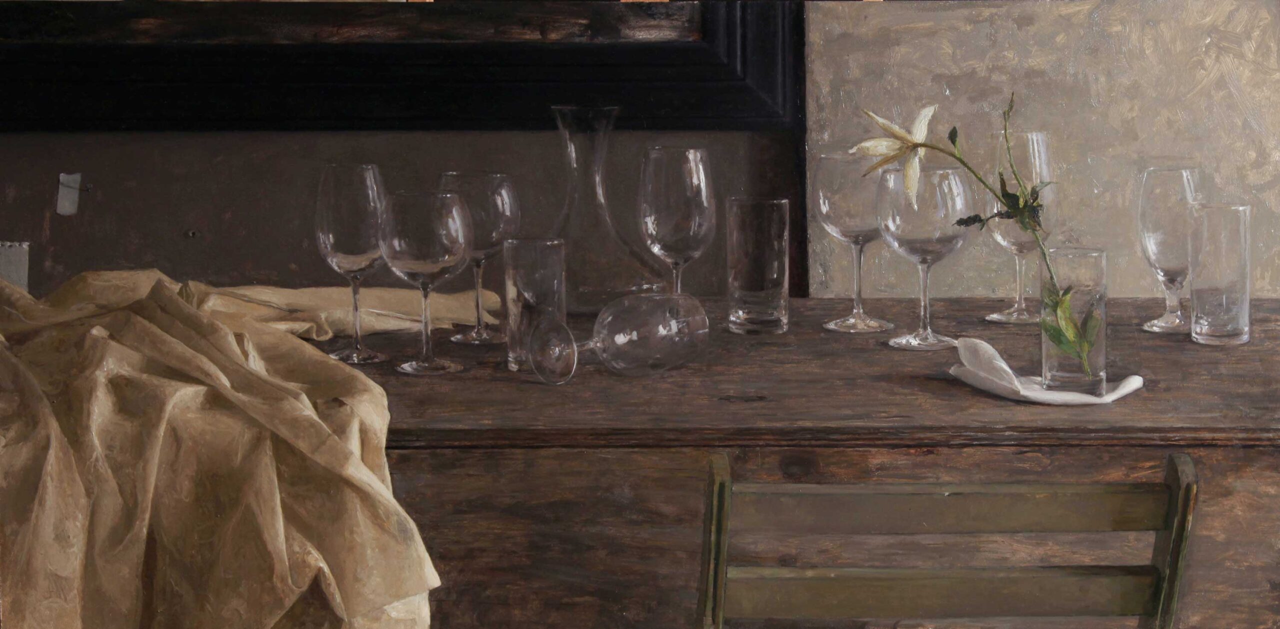 Michael Klein, "Studio Table," 24 x 45 inches, Oil on linen
