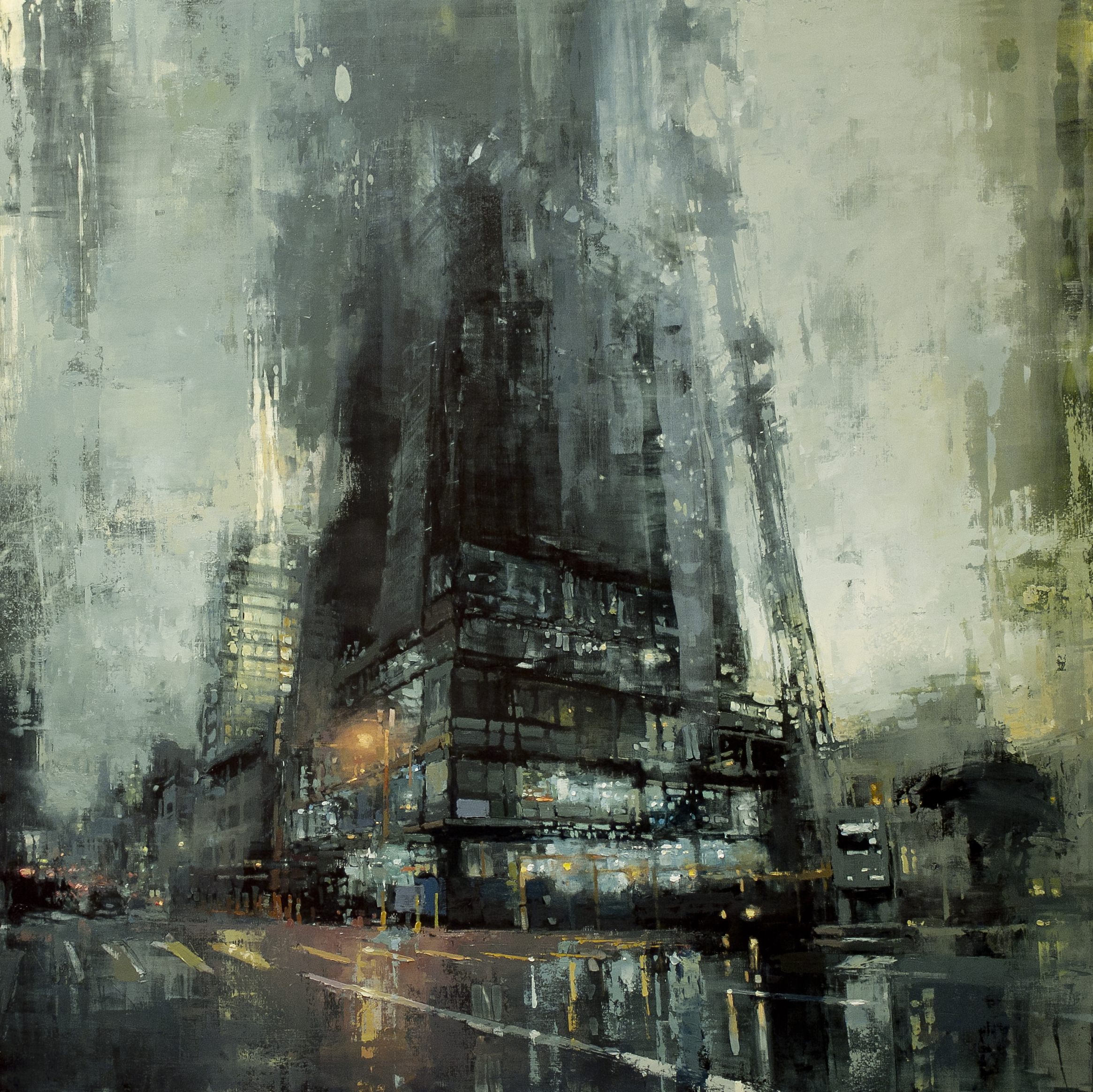 Jeremy Mann, "Construction #3," 36 x 36 inches, Oil on panel, 2011, Sold through the Principle Gallery