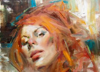 Portrait painting of a woman - Kevin Beilfuss, "Aiya," 16 x 12 in.