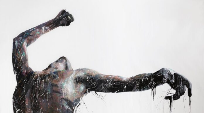 PleinAir Salon - Shai Yossef, "Free Falling," oil, 118 x 79 in.