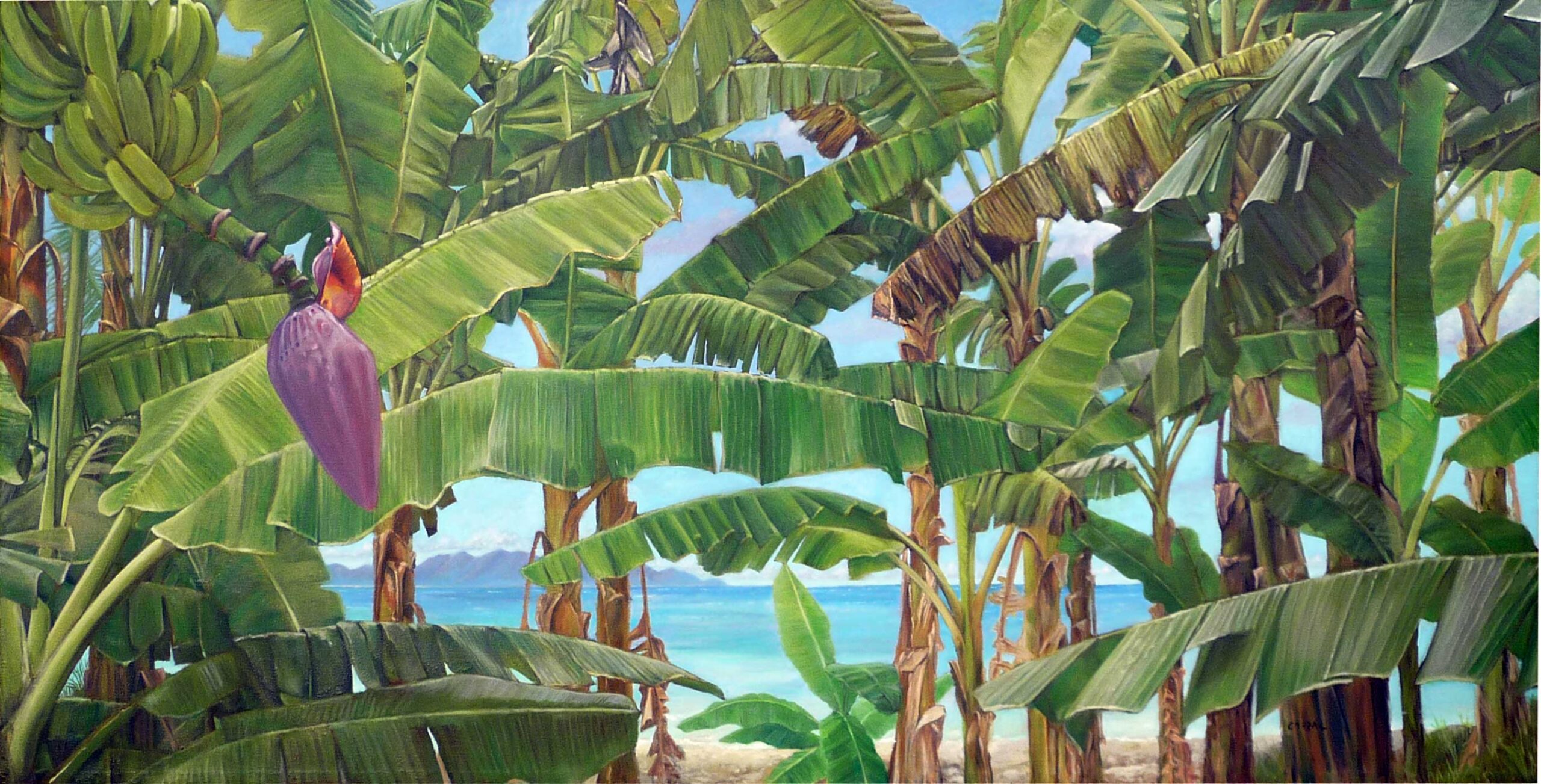 Jorge Carral, "La Playita (Small Beach)," 2011, oil on canvas, 29 1/2 x 59 in., private collection, Woodlands, Spring, Texas