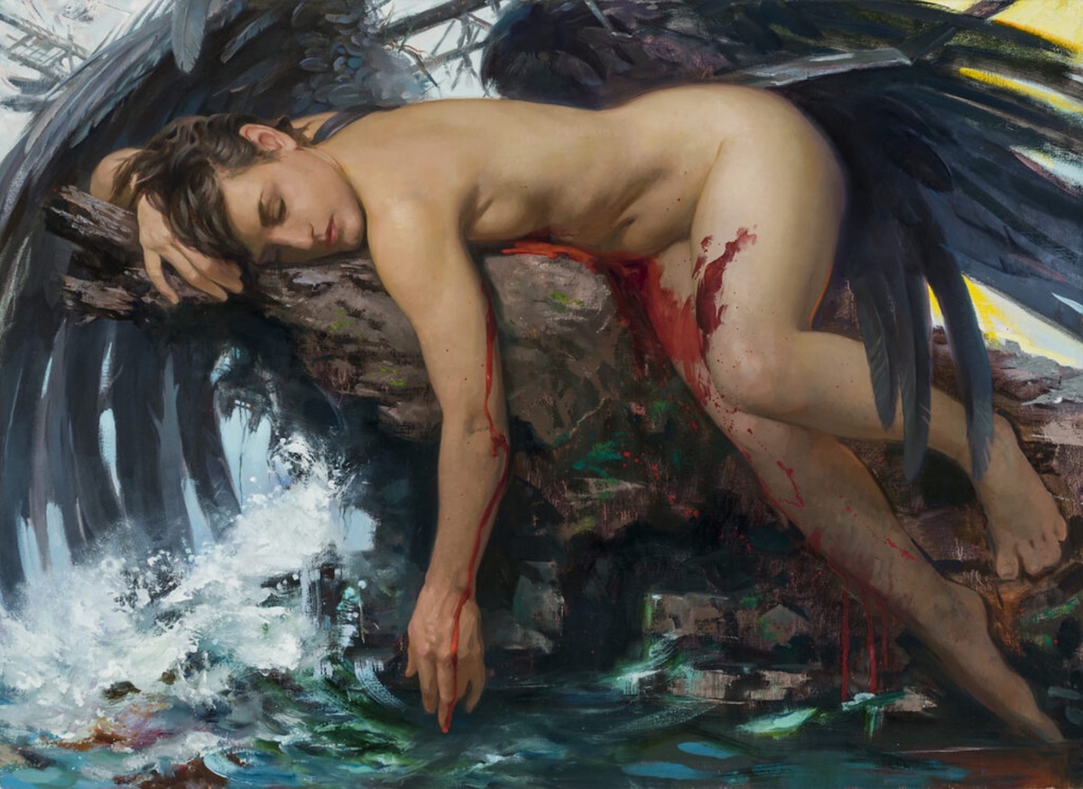 Patricia Watwood, “Icarus,” Oil on linen, 26 x 36 in.