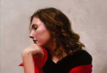Contemporary realism art - Jong Lee, "Red," 2017, oil on panel, 20 x 16 in., available from the artist