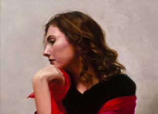 Contemporary realism art - Jong Lee, "Red," 2017, oil on panel, 20 x 16 in., available from the artist