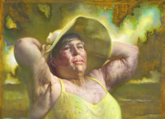 realist portraits - Grace Athena Flott, "Let it Shine (Portrait of Kari)," 2022, oil on aluminum panel, 26 x 26 in