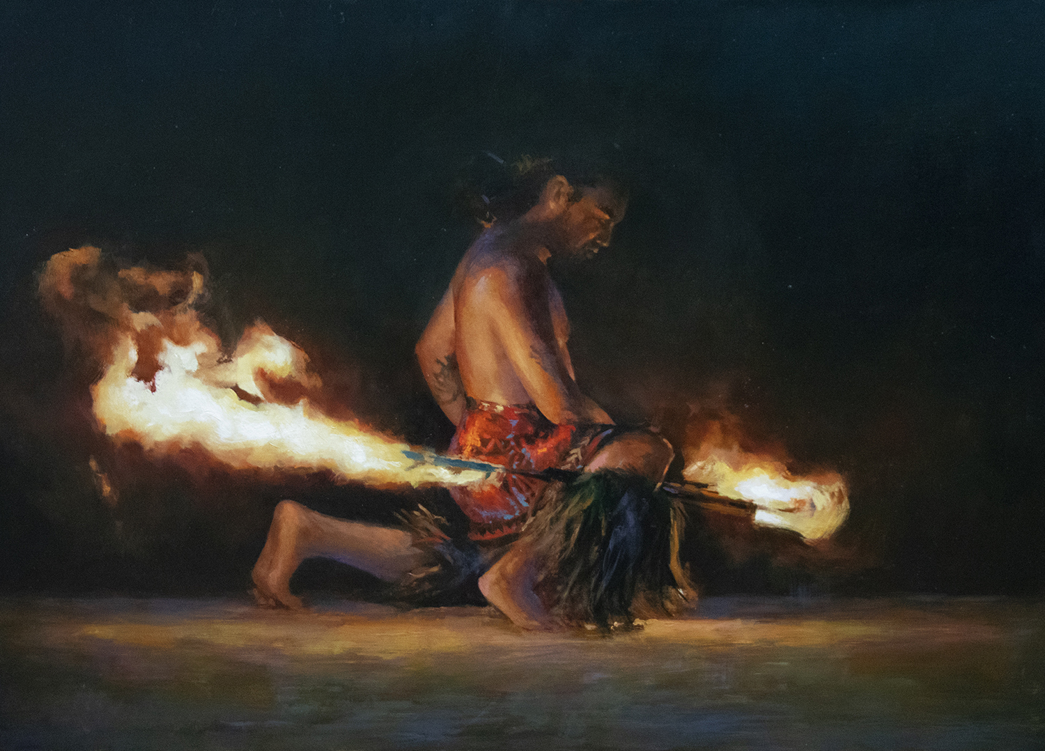 painting of a fire dancer