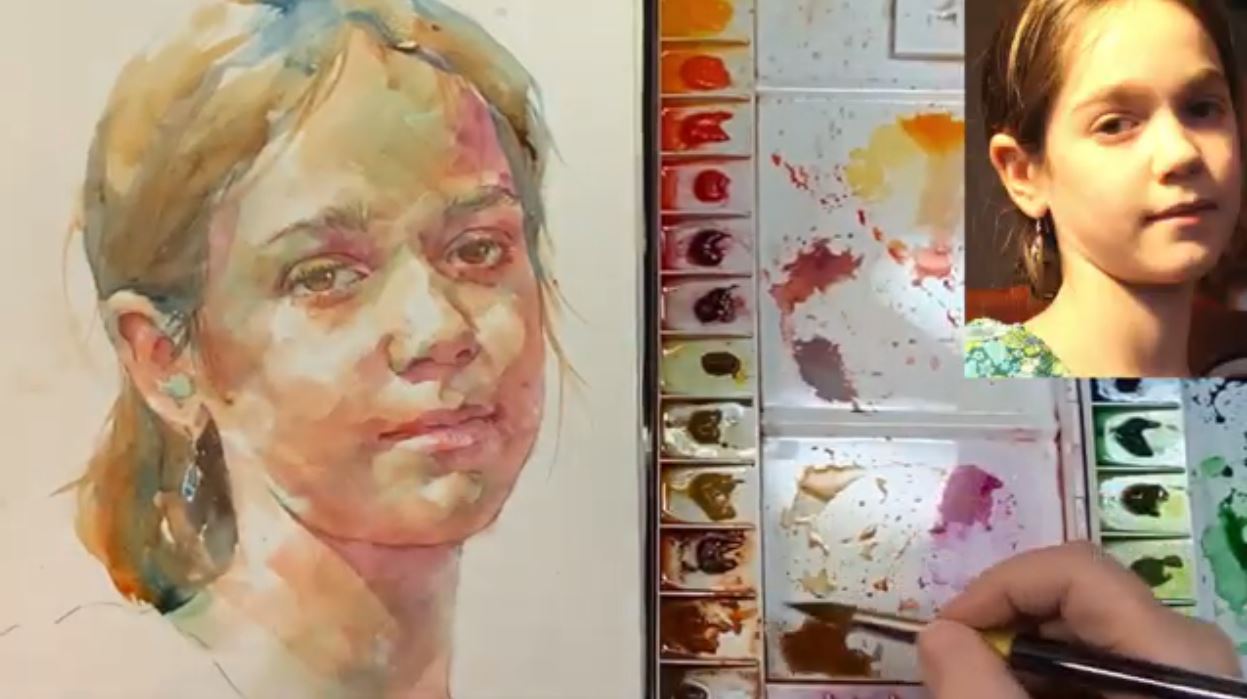 From Pam Wenger's portrait painting demonstration at Watercolor Live