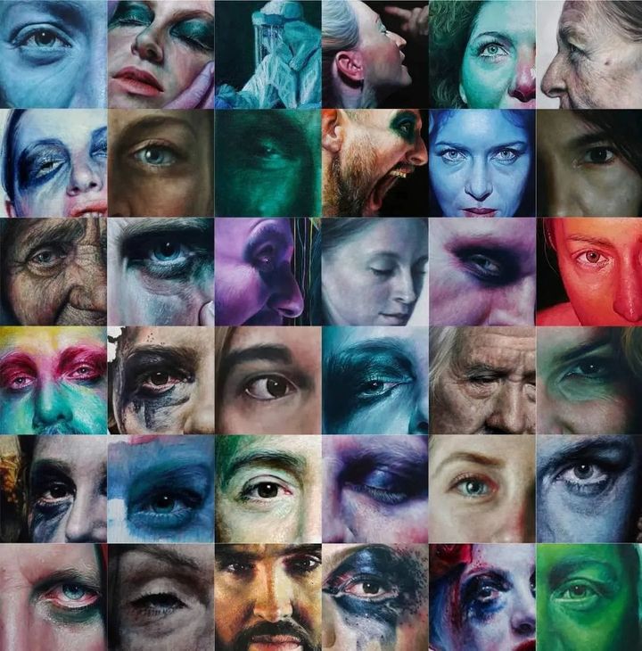 collage of portrait paintings