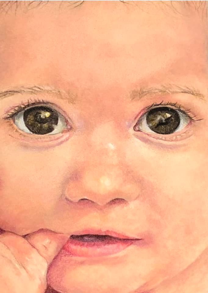 realistic painting of a baby