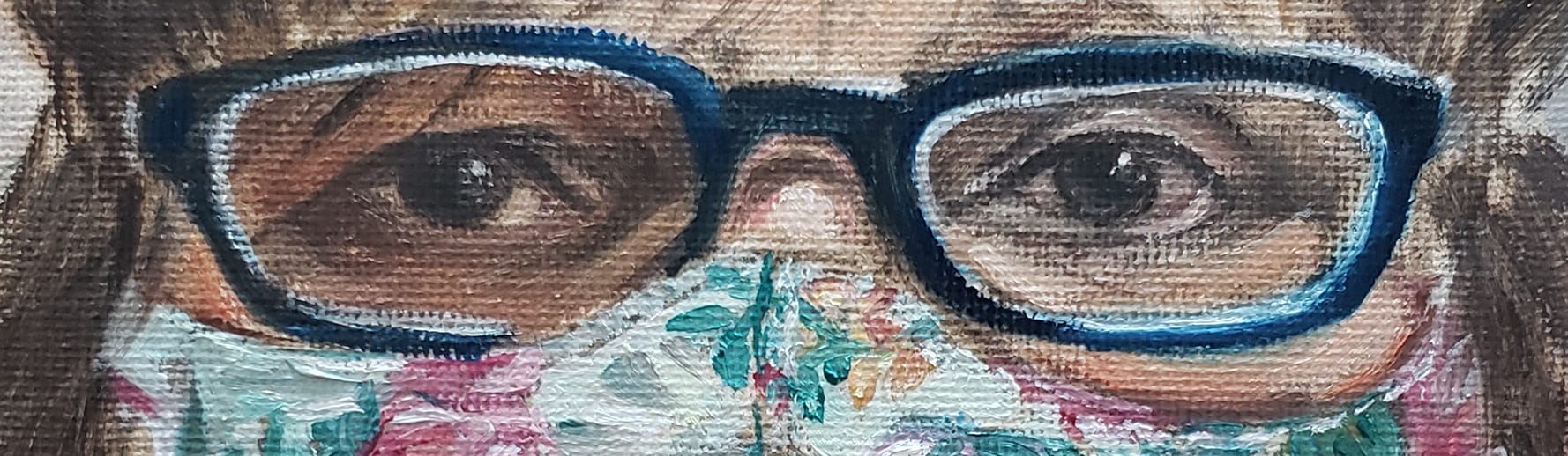 painting of eyes with glasses