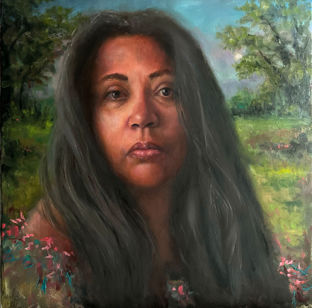 Christa Forrest, "A Dream Revisited," 2024, oil portrait painting on linen, 20 x 20 in.