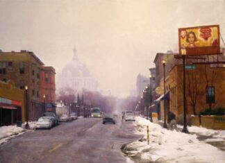 Joe Paquet, “Corner of Kent and Selby,” oil, 24 x 30 in.