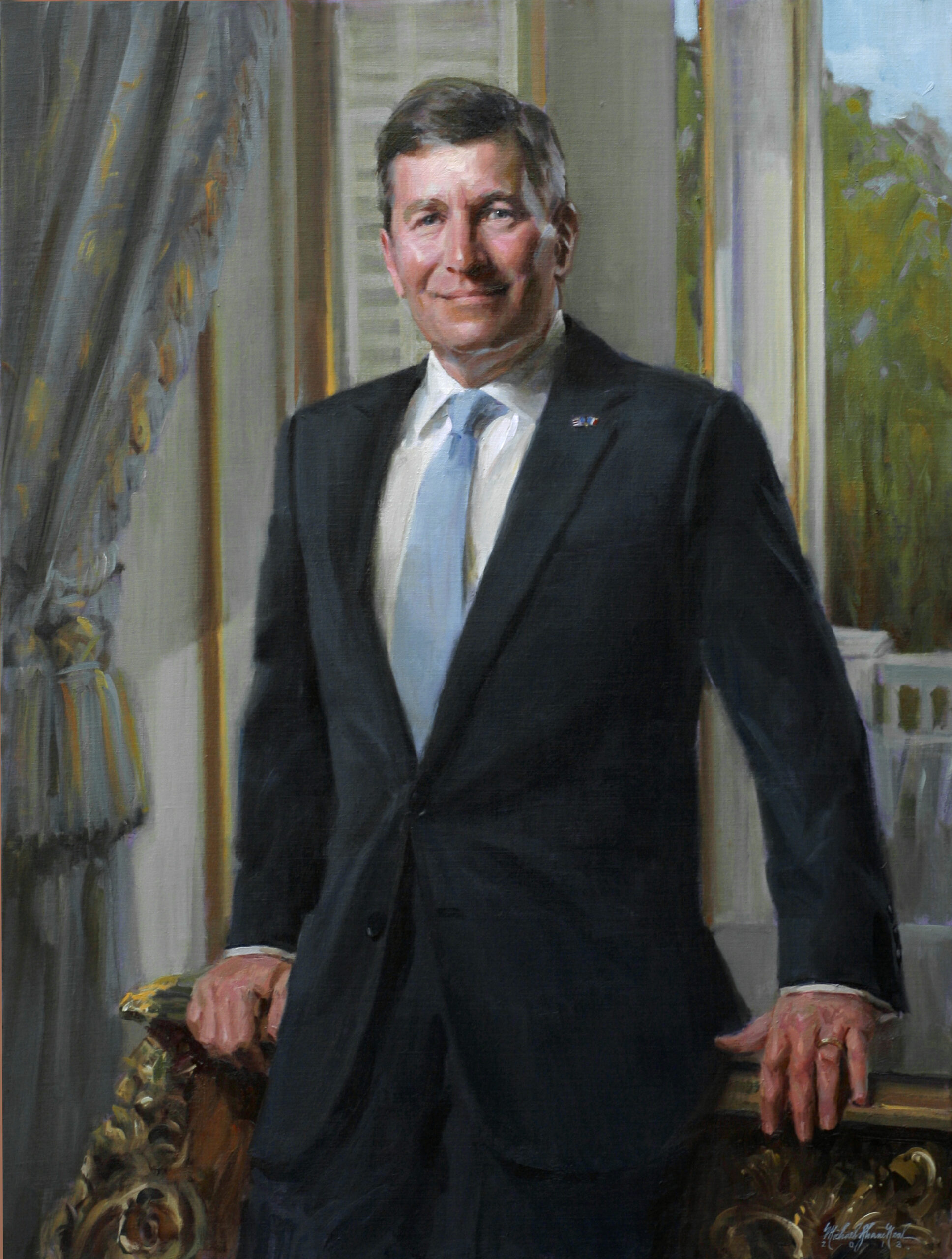 Ambassador Charles Rivkin, United States Ambassador to France, Collection of the United States Embassy, Paris, France, 30" x 40", oil on canvas, by Michael Shane Neal