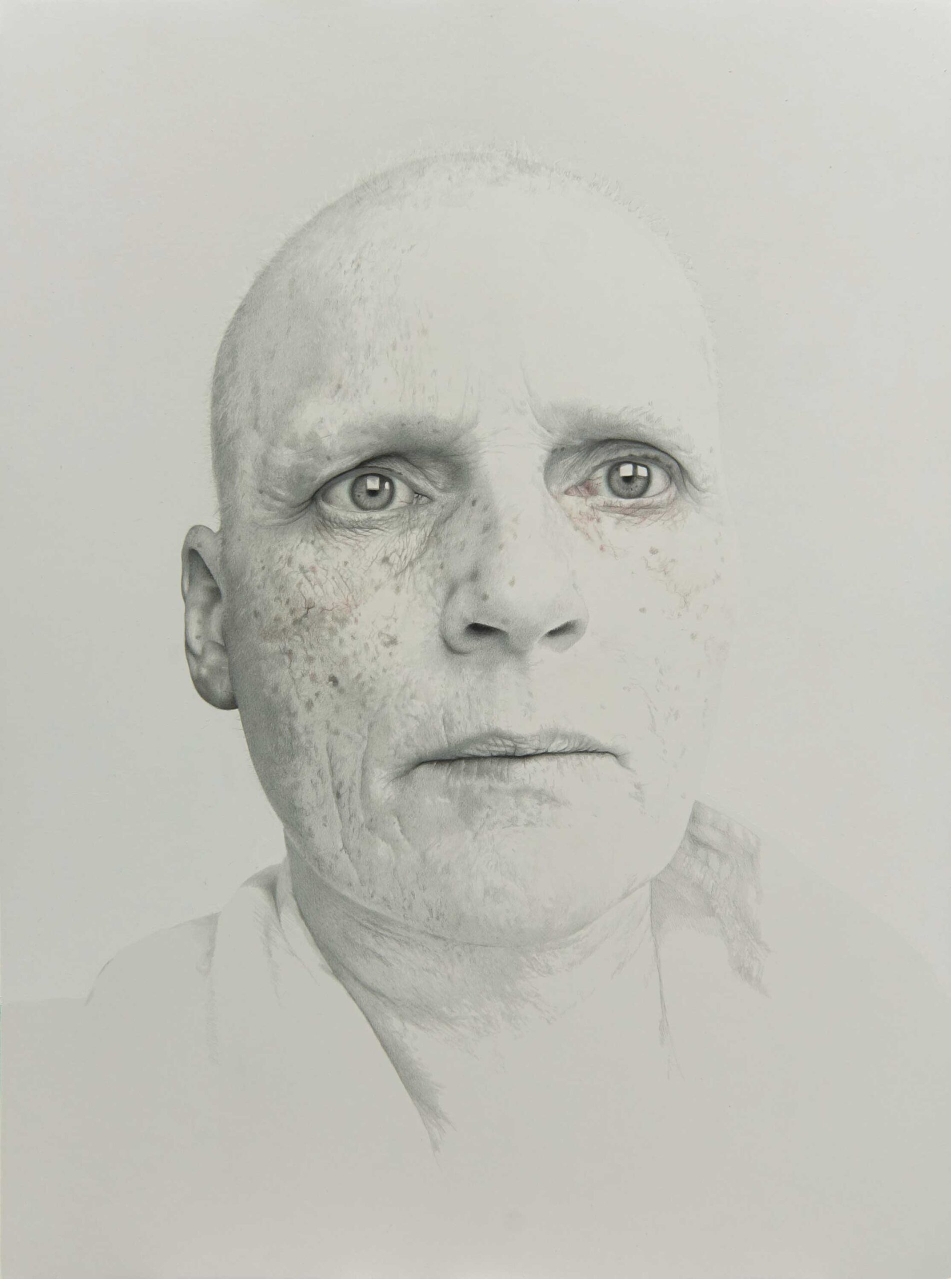 Annemarie Busschers, "Self-Portrait: Breast Cancer," 2020, graphite on cardboard, 35 1/2 x 27 1/2 in., collection of the artist