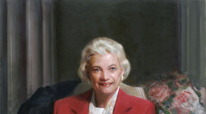Sandra Day O'Connor, Former Supreme Court Justice, The Sandra Day O’Connor School of Law, Tempe, AZ, 36" x 48", oil on canvas, by Michael Shane Neal