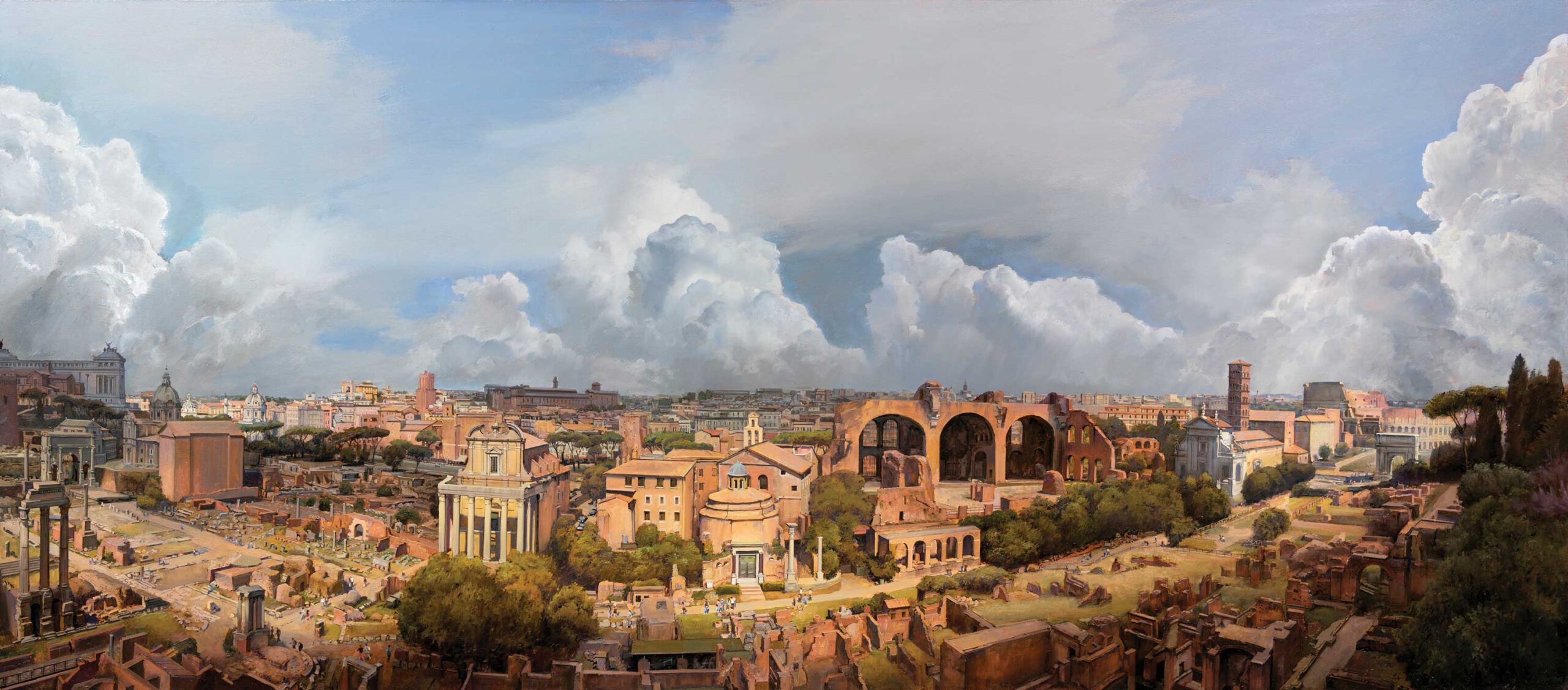 Joel Babb, "Rome from the Palatine Hill," 2021, oil on linen, 32 x 72 in., private collection