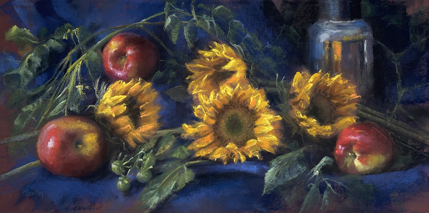 Pamela Hamilton, “Apples and Sunflowers" still life