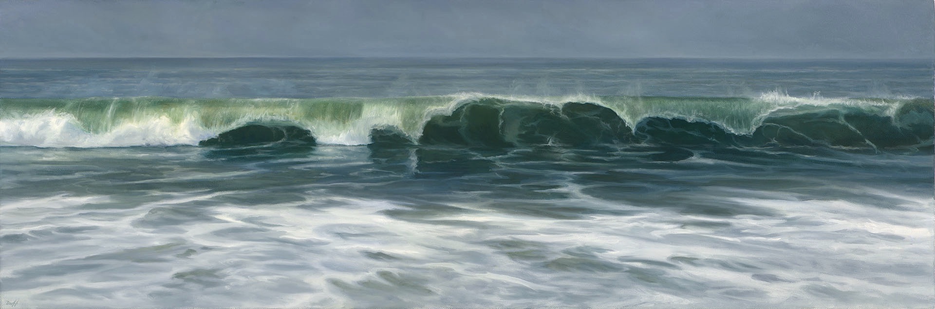 Edward Duff, "Great Lakes Surf," 12 x 36 in., oil on canvas, 2024