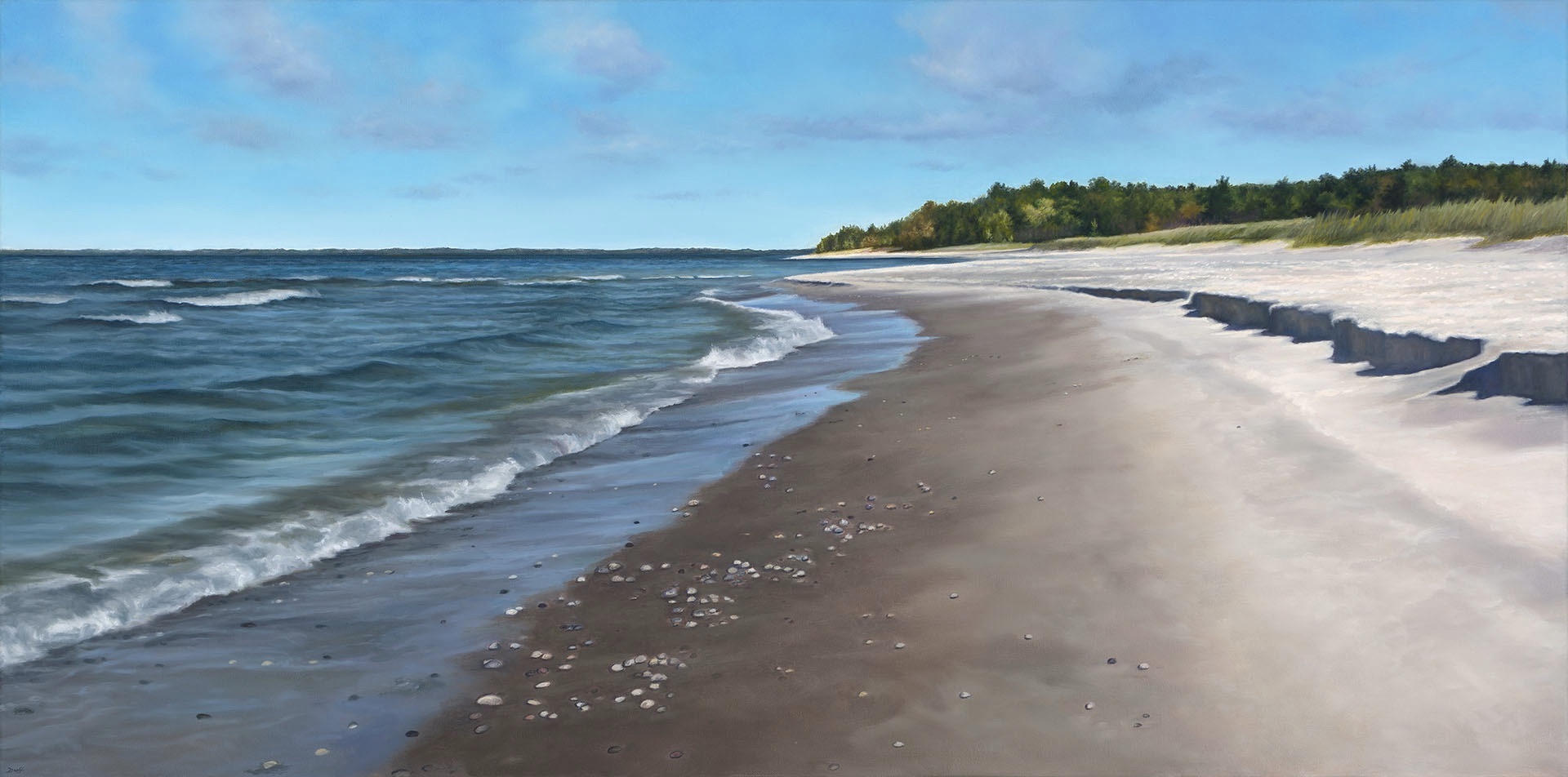 landscape paintings - Edward Duff, "Sturgeon Bay," 24 x 48 in., oil on canvas, 2024