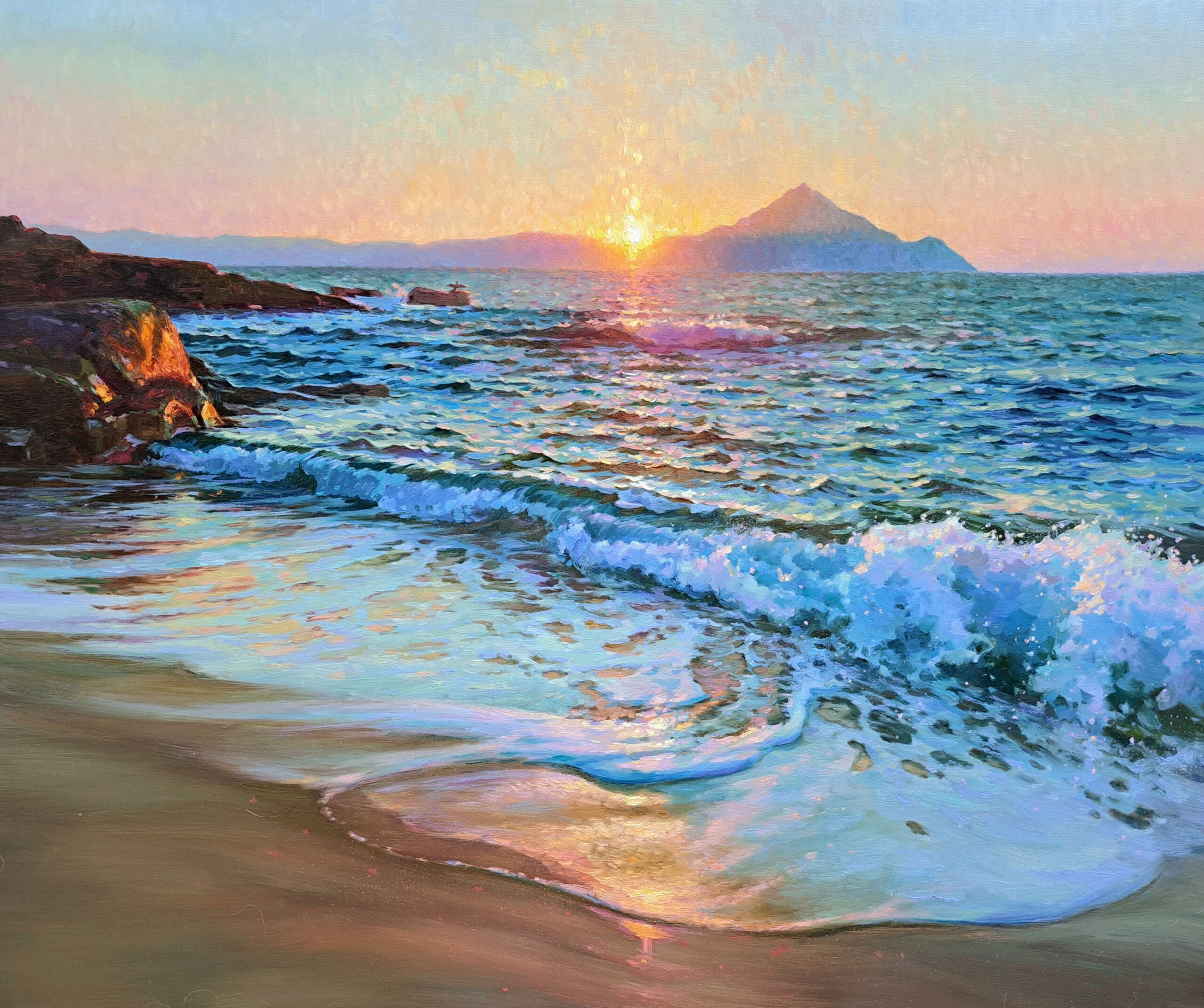 realism painting - Ksenia Yarovaya, "Divine light. Mount Athos"