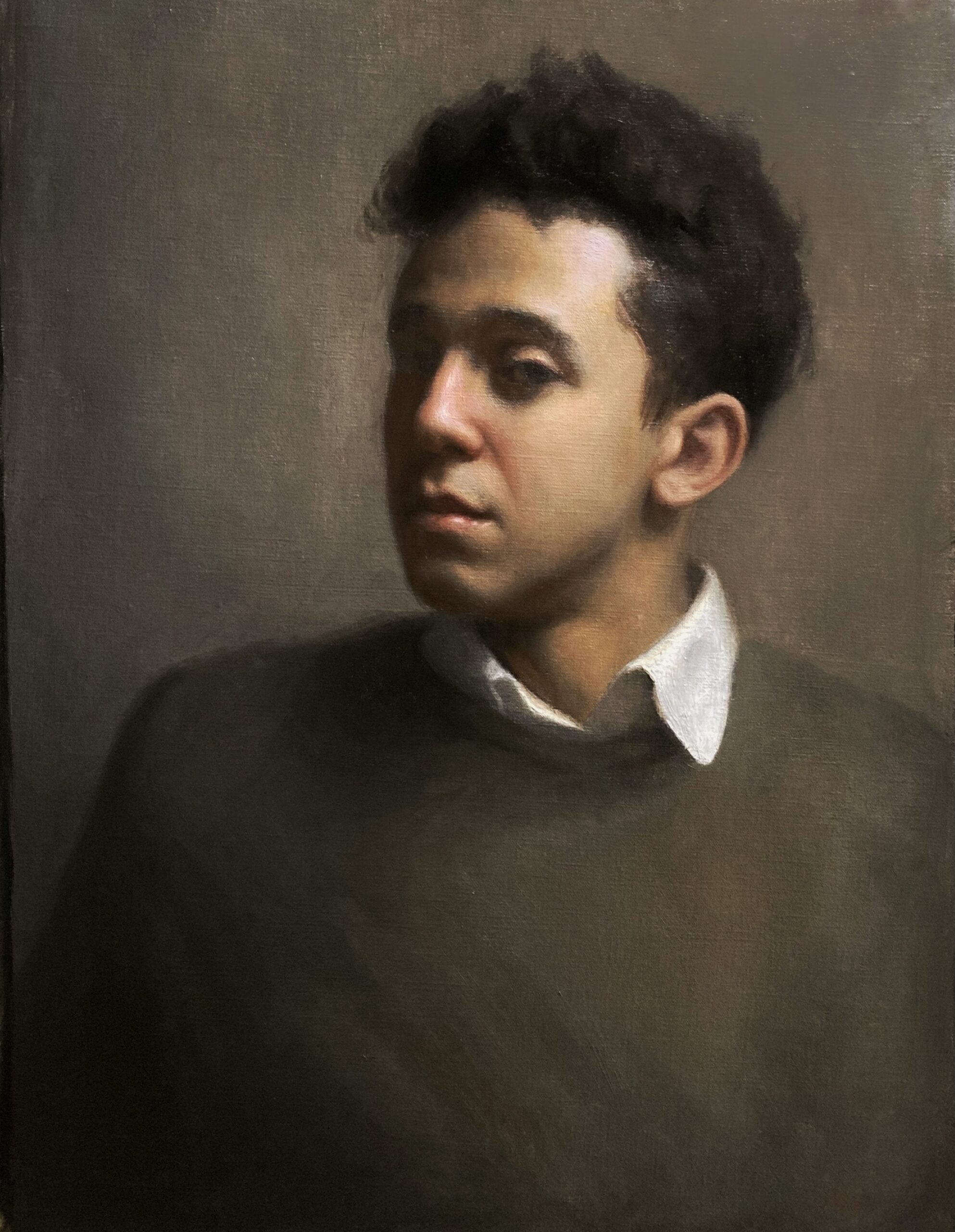 Nils Hadamovsky, Self portrait, Oil on canvas, 75 x 30 cm