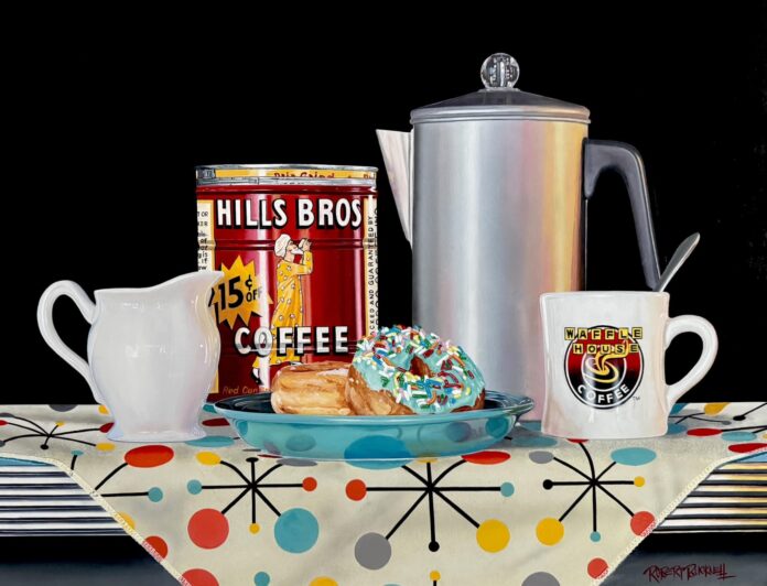 Robert Bucknell, “Retro Roast,” oil on panel, 20 x 26 in.