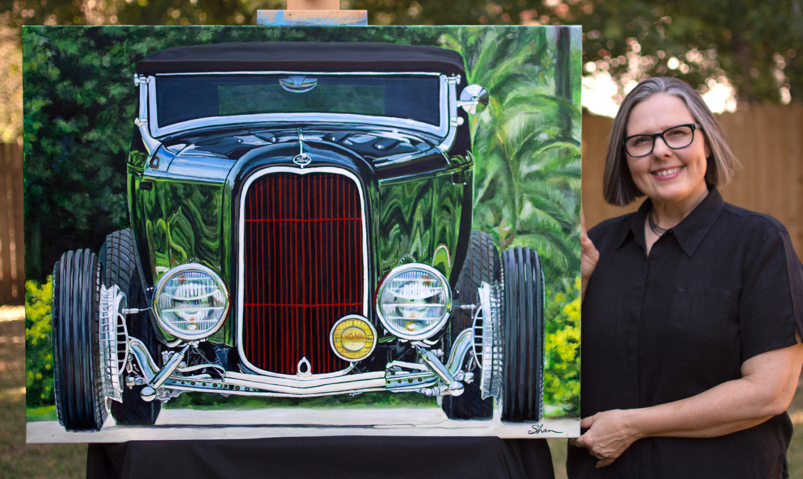 With my hyper-realist painting of a Ford Hi Boy Roadster