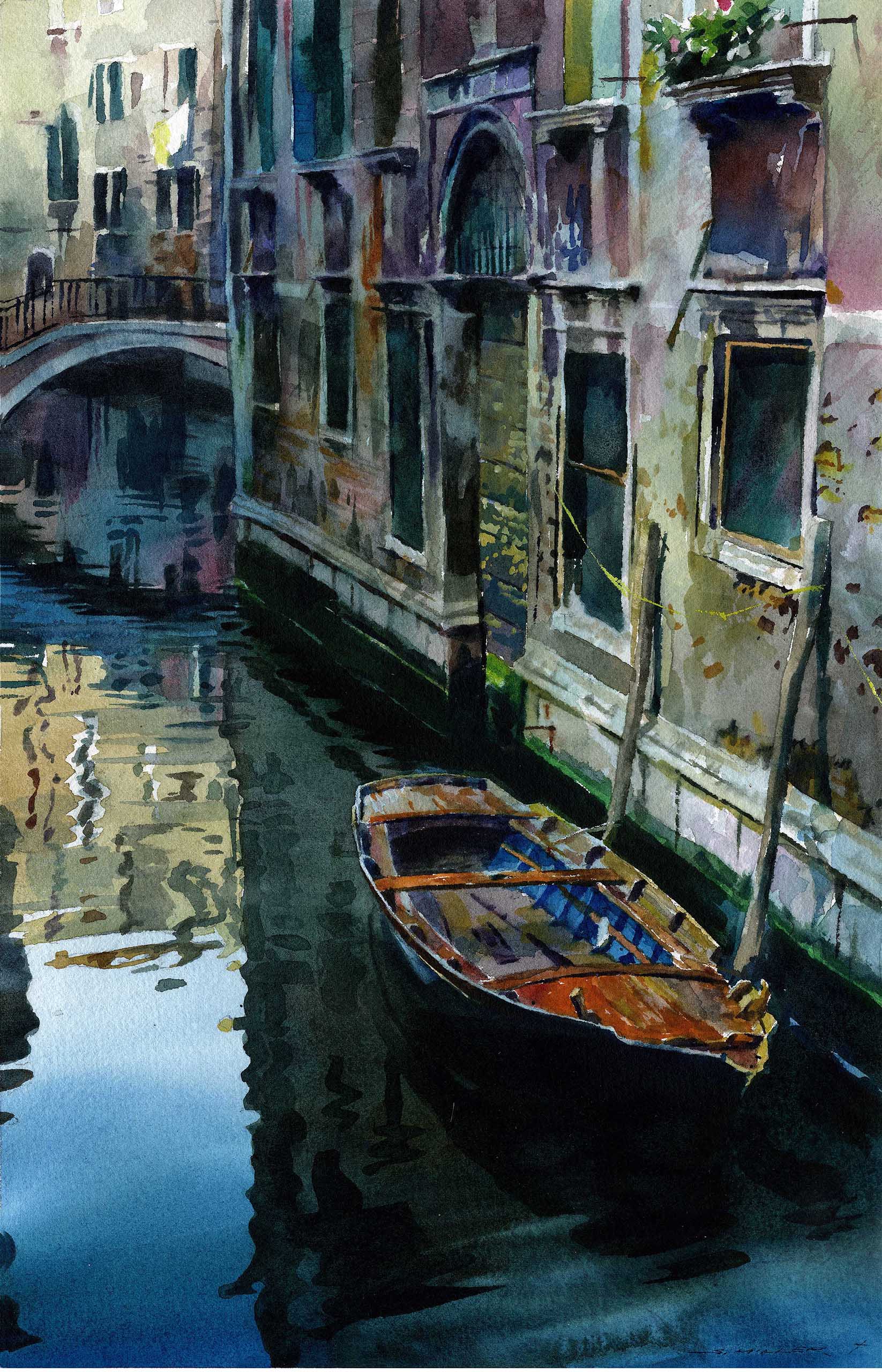 Watercolor painting of Venice